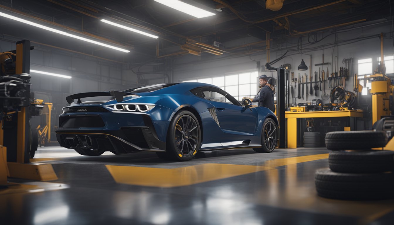 Mekaanikko suorittaa jarruhuoltoa lisäpalveluiden ja takuun kera.