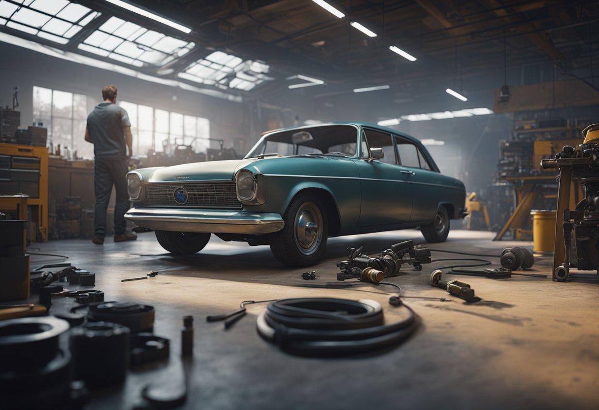 Mekaanikko työskentelee auton moottorin parissa Keravan autokorjaamossa.