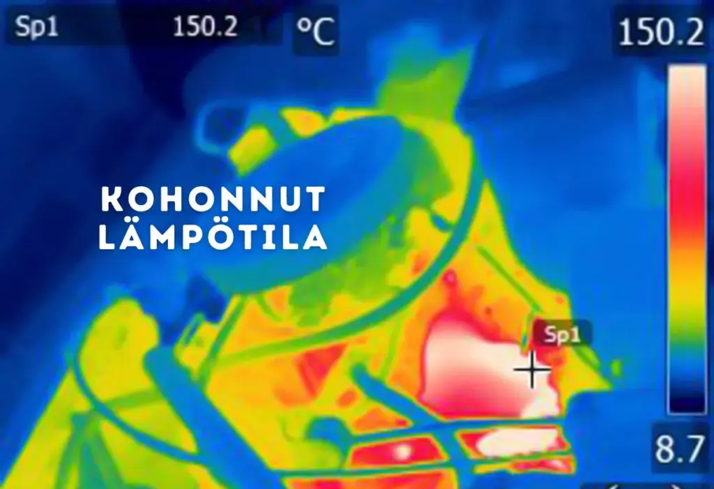 Kohonnut lämpötila sylinterinkannessa sekä pakosarjassa on merkki kannentiivisteen vuotamisesta.